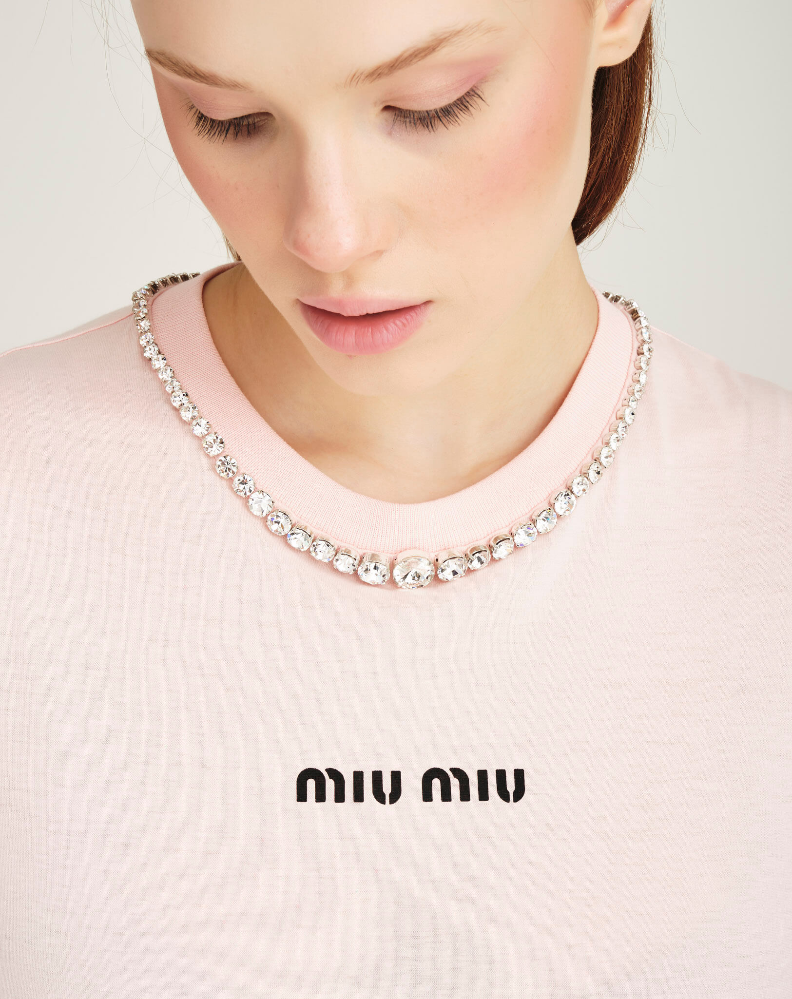 Miu Miu - Crystal Necklace Logo Long Sleeve Top M